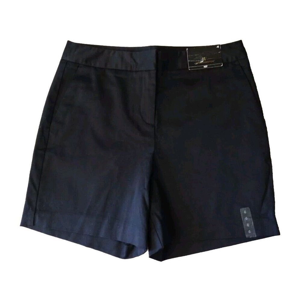 Worthington Shorts Women 4 Black Chino Cotton Blend Flat Front Modern Fit Casual